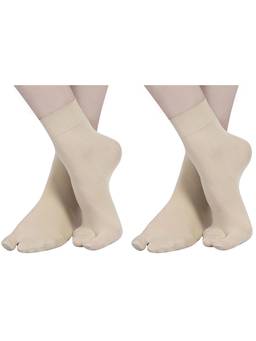 NEXT2SKIN - Womens Nylon Ankle Length Opaque Thumb Socks - Pack of 2 - Nude