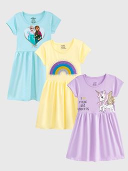 Napchief - Girls Elsa Rainbow Unicorn Dress Pack Of 3