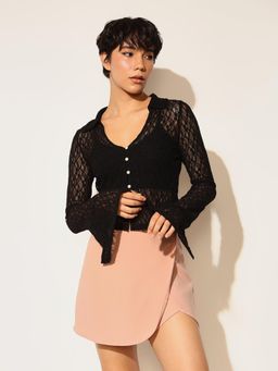 ONLY - Women Black Textured Shirt