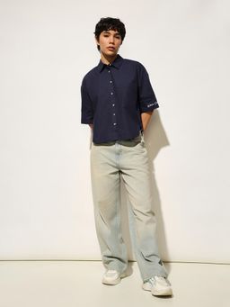 ONLY - Women Navy Blue Solid Shirt