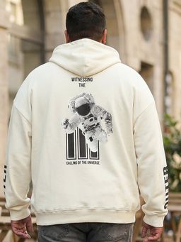 Bewakoof - Men's Gardenia ALF Outer Space Graphic Printed Oversized Plus Size Hoodies