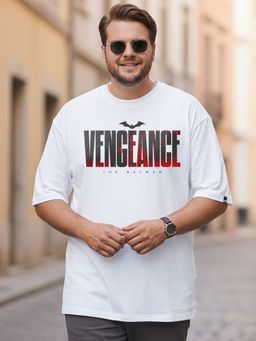 Bewakoof - Men's White Vengeance Graphic Printed Oversized Plus Size T-shirt