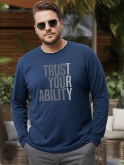 Bewakoof - Men's Blue Trust Your Ability Typography Plus Size T-shirt