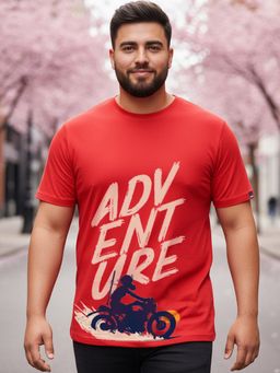 Bewakoof - Men's Red Moon Rider Plus Size Typography T-shirt