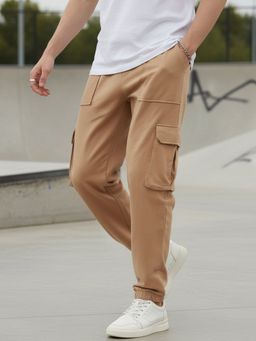 Bewakoof - Air 1.0 Men's Ginger Root Brown Oversized Cargo Joggers