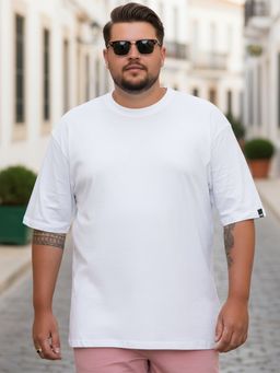 Bewakoof - Men's White Plus Size Oversized T-shirt
