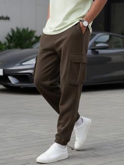 Bewakoof - Heavy Duty 1.0 Men's Chocolate Brown Oversized Brushed Cargo Joggers