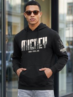 Bewakoof - Official Disney Men's Black Mickey N Friends Graphic Printed Hoodies
