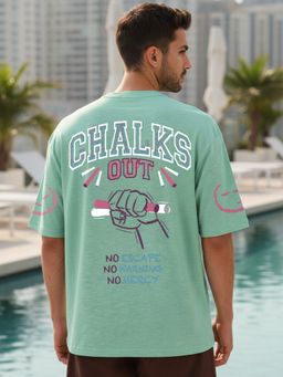 Bewakoof - Air 1.0 Men Granite Green Chalks Out Graphic Printed Oversized T-Shirt