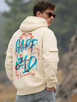 Bewakoof - Garfield Men Beige Graphic Printed Oversized Hoodie