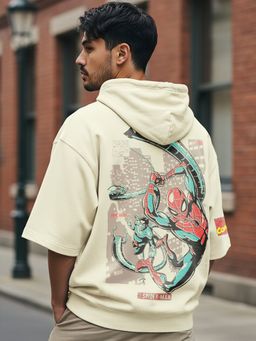 Bewakoof - Beige Terry Half Sleeves Hoodie