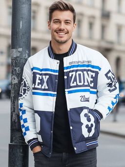 Bewakoof - Men White Nylon Typography Bomber Jacket