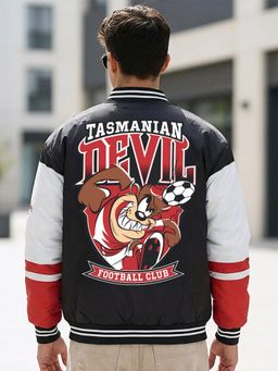 Bewakoof - Men Black Nylon Graphic Bomber Jacket