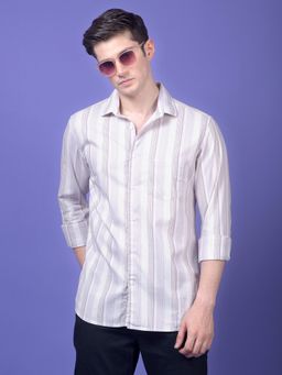 CRIMSOUNE CLUB - Men's Purple Vertical Stripes 100% Cotton Shirt