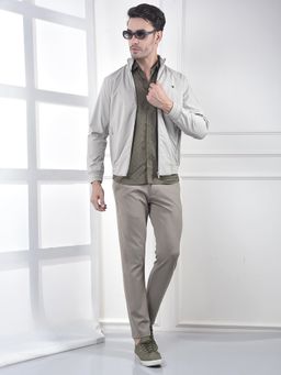 CRIMSOUNE CLUB - Men's Grey Printed Bomber Jacket