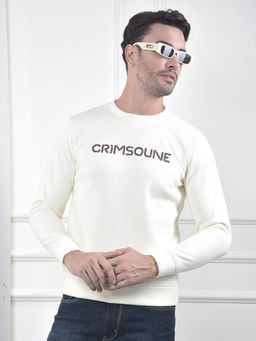 CRIMSOUNE CLUB - Men's Off White Typographic Print Sweatshirt