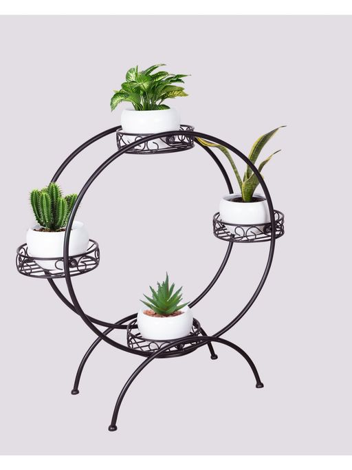 Homesake Round White Planter 4 Tier Rack Shelf