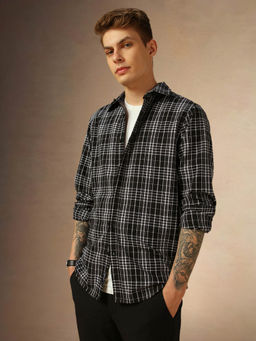Dennis Lingo - Cotton Checked Long Sleeves Regular Fit Men Shirt