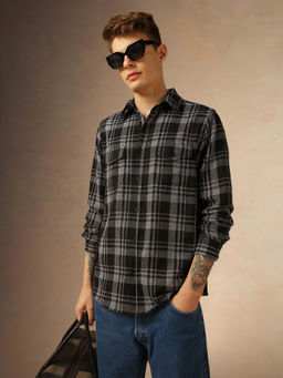 Dennis Lingo - Cotton Checked Long Sleeves Regular Fit Men Shirt