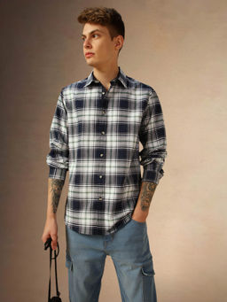 Dennis Lingo - Cotton Checked Long Sleeves Regular Fit Men Shirt