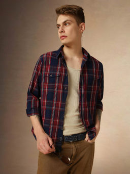 Dennis Lingo - Full Sleeve Spread Collar Checks Relaxed Fit Men Shirt