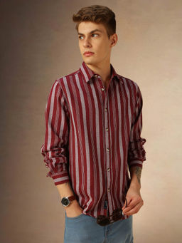 Dennis Lingo - Polycotton Striped Short Sleeves Regular Fit Men Shirt