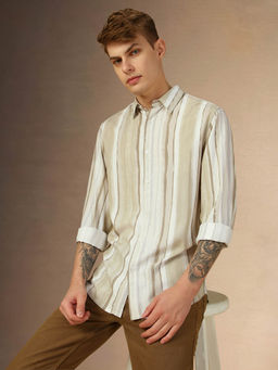 Dennis Lingo - Full Sleeve Spread Collar Stripes Relaxed Fit Men Shirt