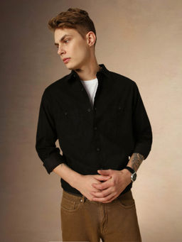 Dennis Lingo - Full Sleeve Spread Collar Solid Relaxed Fit Men Shirt
