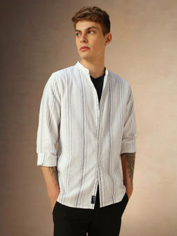 Dennis Lingo - Cotton Striped Long Sleeves Regular Fit Men Shirt