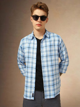 Dennis Lingo - Men Relaxed Fit Cotton Full Sleeves Checks Casual Shirt