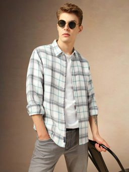 Dennis Lingo - Men Relaxed Fit Cotton Full Sleeves Checks Casual Shirt