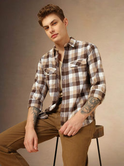 Dennis Lingo - Men Relaxed Fit Cotton Full Sleeves Checks Casual Shirt