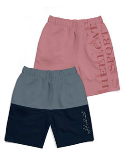 HELLCAT - Grey & Pink Colorblock Mid Rise Shorts for Boys (Pack of 2)