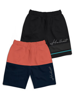 HELLCAT - Saffron & Black Colorblock Mid Rise Shorts for Boys (Pack of 2)
