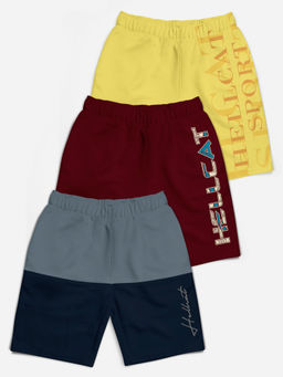 HELLCAT - Multi-Color Mid Rise Colorblock Shorts for Girls (Pack of 3)