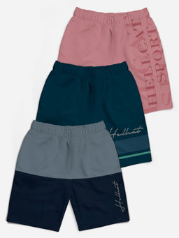 HELLCAT - Multi-Color Mid Rise Colorblock Shorts for Girls (Pack of 3)