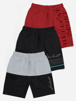 HELLCAT - Multi-Color Mid Rise Colorblock Shorts for Girls (Pack of 3)