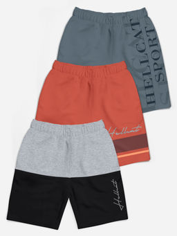 HELLCAT - Multi-Color Mid Rise Colorblock Shorts for Girls (Pack of 3)