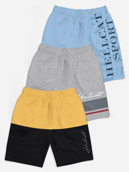 HELLCAT - Multi-Color Mid Rise Colorblock Shorts for Girls (Pack of 3)