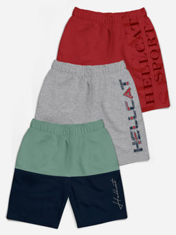 HELLCAT - Multi-Color Mid Rise Colorblock Shorts for Girls (Pack of 3)