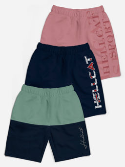 HELLCAT - Multi-Color Mid Rise Colorblock Shorts for Girls (Pack of 3)