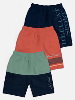 HELLCAT - Multi-Color Mid Rise Colorblock Shorts for Girls (Pack of 3)