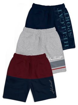 HELLCAT - Multi-Color Mid Rise Colorblock Shorts for Boys (Pack of 3)