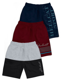HELLCAT - Multi-Color Mid Rise Colorblock Shorts for Boys (Pack of 3)