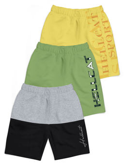 HELLCAT - Multi-Color Mid Rise Colorblock Shorts for Boys (Pack of 3)