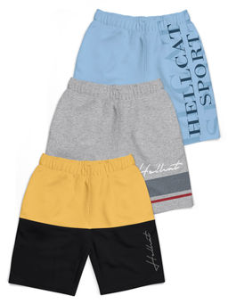 HELLCAT - Multi-Color Mid Rise Colorblock Shorts for Boys (Pack of 3)
