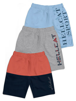 HELLCAT - Multi-Color Mid Rise Colorblock Shorts for Boys (Pack of 3)