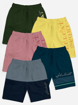 HELLCAT - Multi-Color Mid Rise Colorblock Shorts for Girls (Pack of 5)
