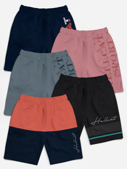 HELLCAT - Multi-Color Mid Rise Colorblock Shorts for Girls (Pack of 5)