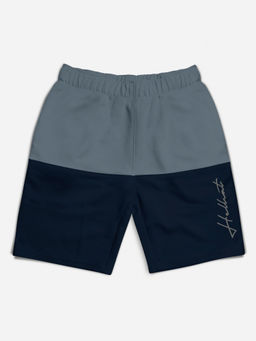 HELLCAT - Grey Colorblocked Mid Rise Shorts for Girls